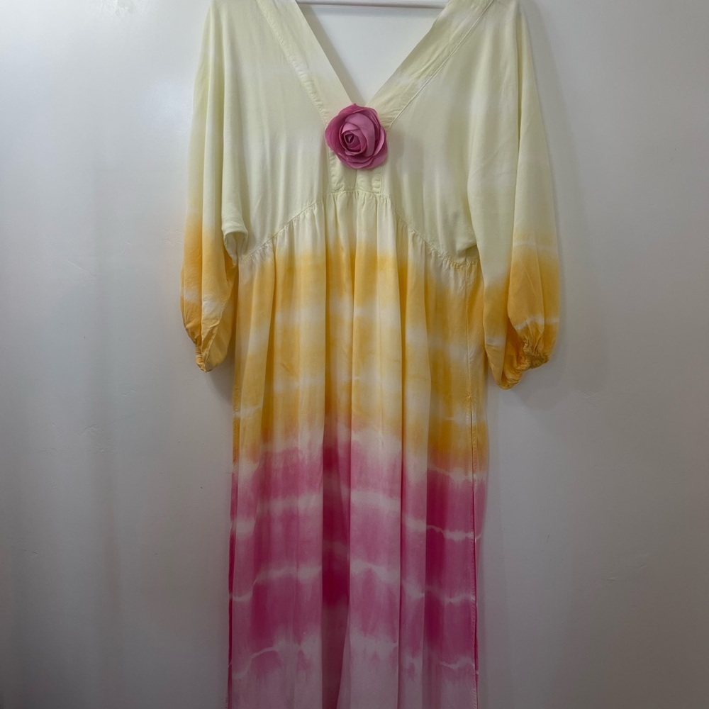 Anthropologie Tie-Dye Dress removable flower,  beach cover up sz M, romantic - Picture 4 of 7